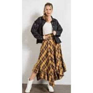 Plaid Yellow and Brown Women's Skirt